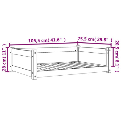 Hundebett Wachsbraun 105,5x75,5x28 cm Massivholz Kiefer