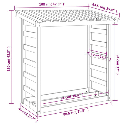 Kaminholzregal Wachsbraun 108x64,5x110 cm Massivholz Kiefer