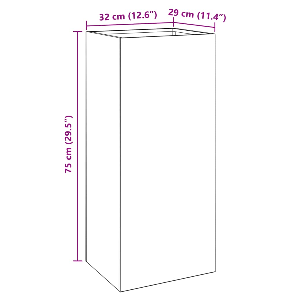 Pflanzkübel Weiß 32x29x75 cm Stahl