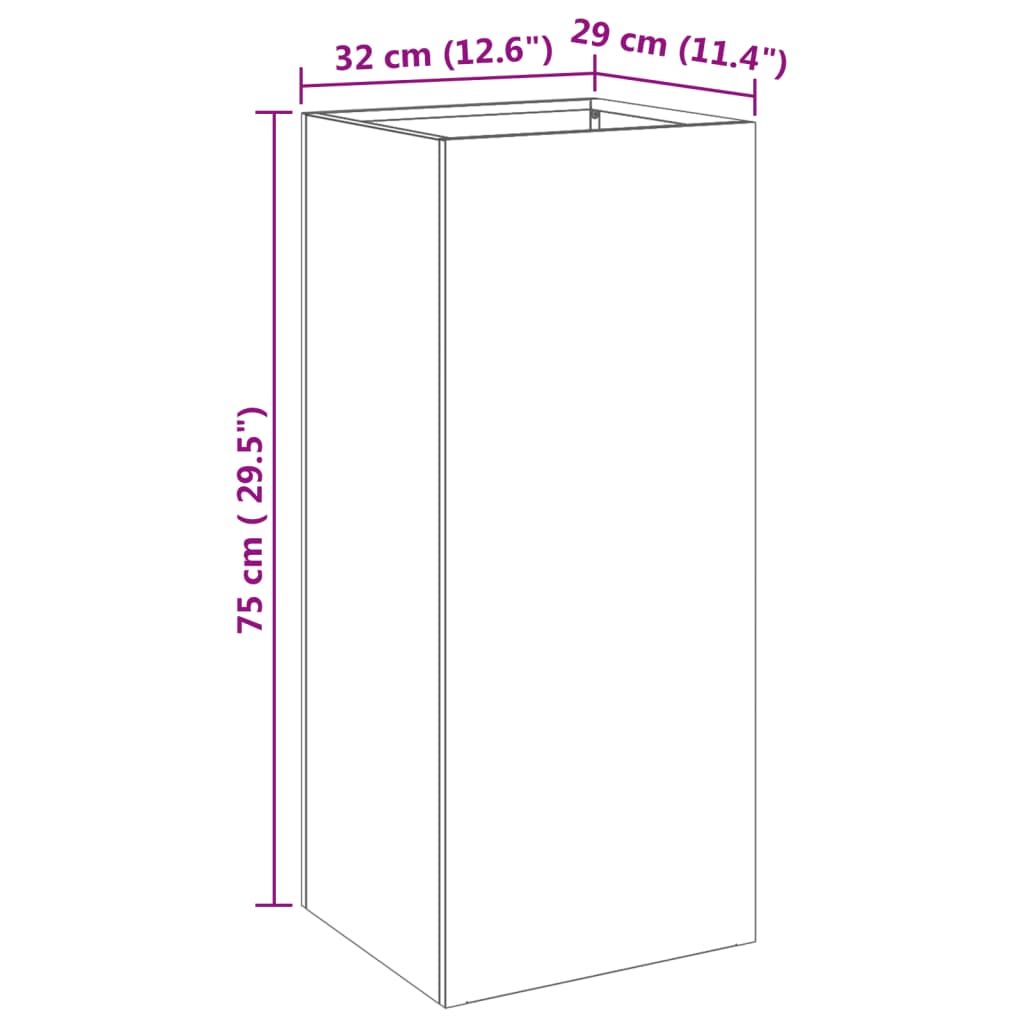 Pflanzkübel Silbern 32x29x75 cm Edelstahl