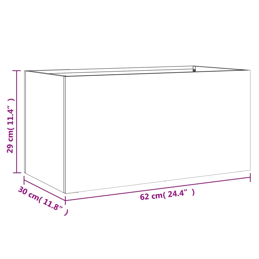 Pflanzkübel Anthrazit 62x30x29 cm Stahl