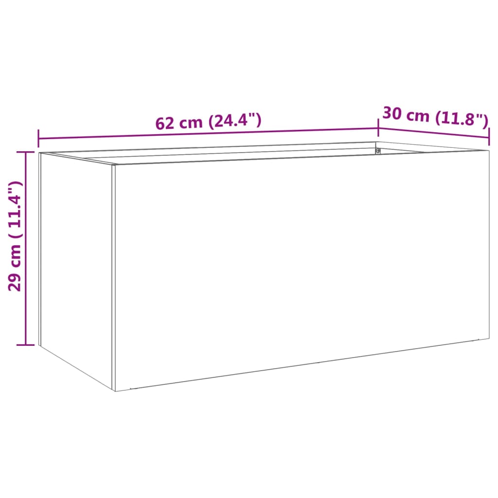 Pflanzkübel Silbern 62x30x29 cm Edelstahl