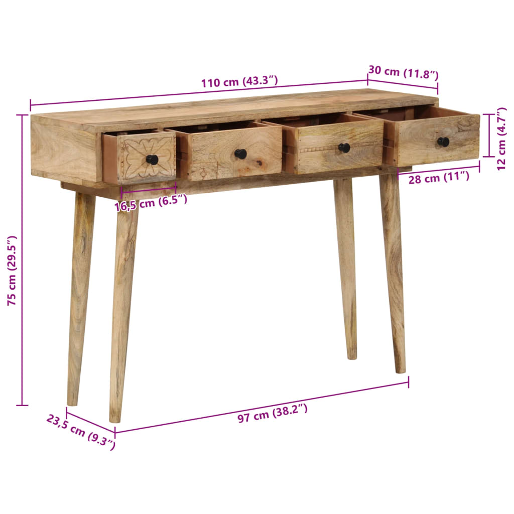 Konsolentisch 110x30x75 cm Massivholz Mango