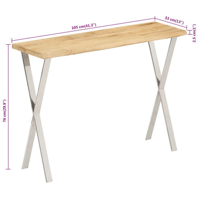 Konsolentisch mit Baumkante 105x33x76 cm Massivholz Mango