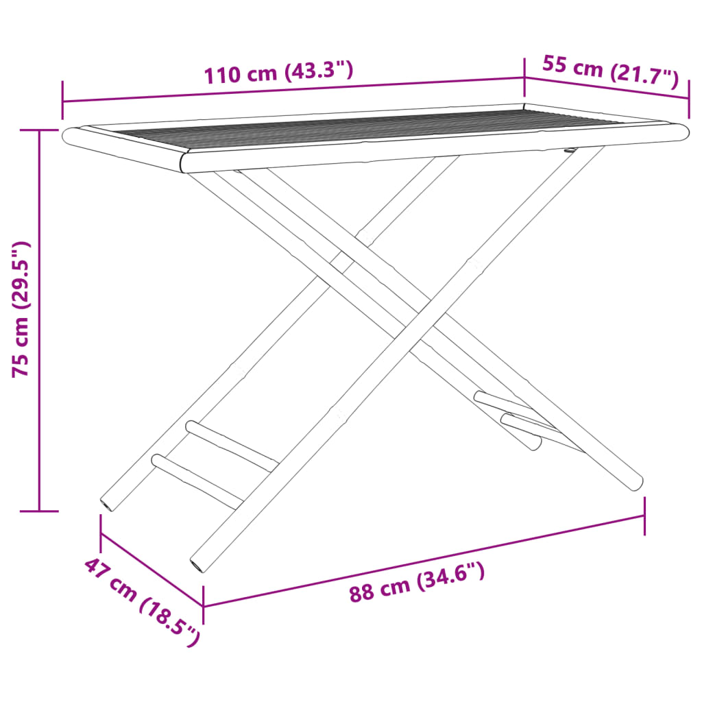 5-tlg. Bistro-Set Klappbar mit Dunkelgrauen Kissen Bambus