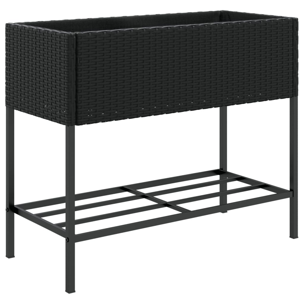 Hochbeete mit Ablage 2 Stk. Schwarz 90x40x75 cm Poly Rattan