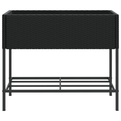 Hochbeete mit Ablage 2 Stk. Schwarz 90x40x75 cm Poly Rattan