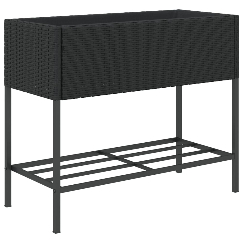 Hochbeete mit Ablage 2 Stk. Schwarz 90x40x75 cm Poly Rattan