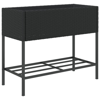 Hochbeete mit Ablage 2 Stk. Schwarz 90x40x75 cm Poly Rattan