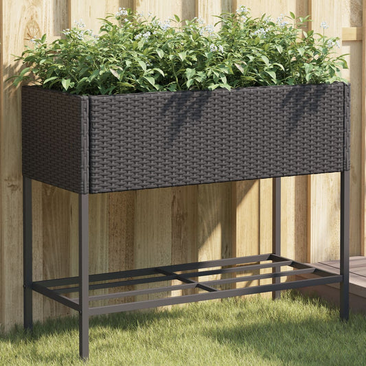 Hochbeete mit Ablage 2 Stk. Schwarz 90x40x75 cm Poly Rattan