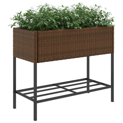 Hochbeete mit Ablage 2 Stk. Braun 90x40x75 cm Poly Rattan