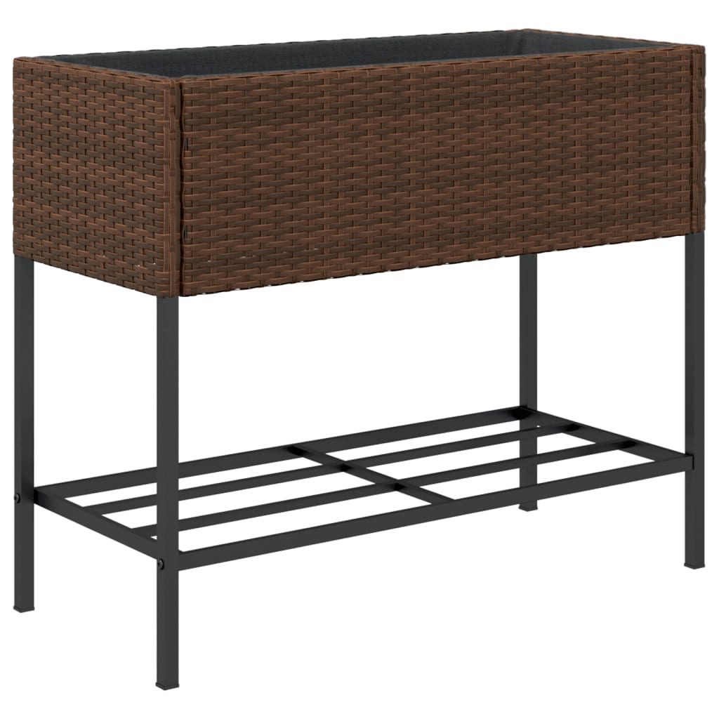 Hochbeete mit Ablage 2 Stk. Braun 90x40x75 cm Poly Rattan