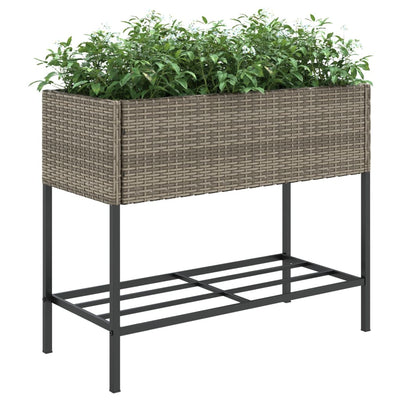 Hochbeete mit Ablage 2 Stk. Grau 90x40x75 cm Poly Rattan