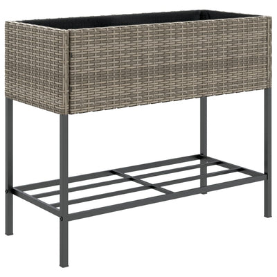 Hochbeete mit Ablage 2 Stk. Grau 90x40x75 cm Poly Rattan