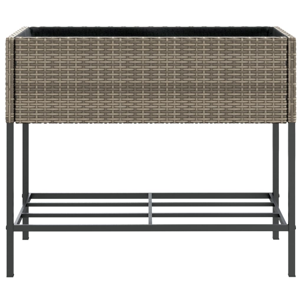 Hochbeete mit Ablage 2 Stk. Grau 90x40x75 cm Poly Rattan