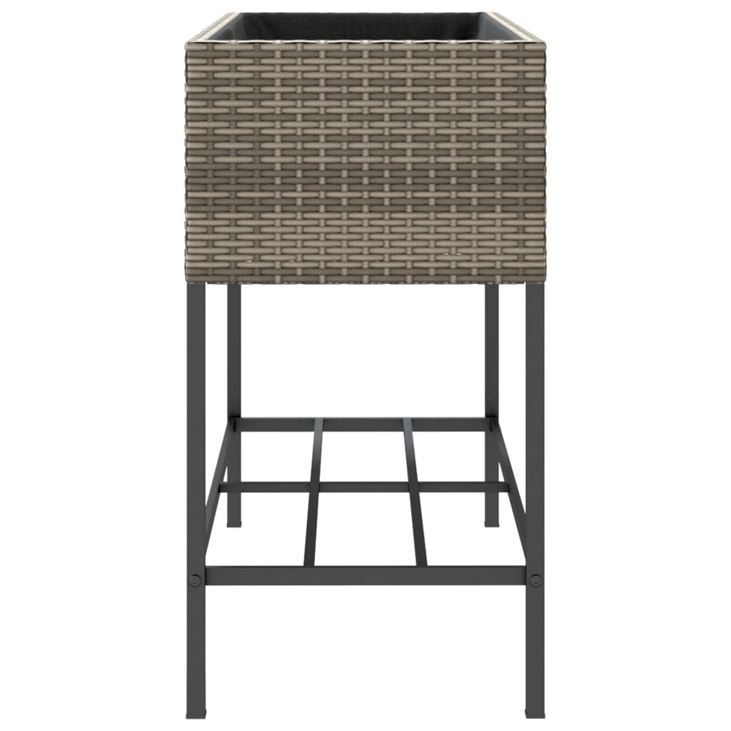 Hochbeete mit Ablage 2 Stk. Grau 90x40x75 cm Poly Rattan