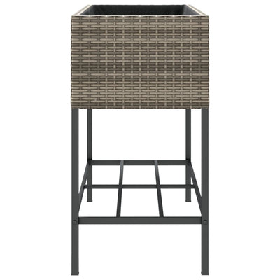 Hochbeete mit Ablage 2 Stk. Grau 90x40x75 cm Poly Rattan