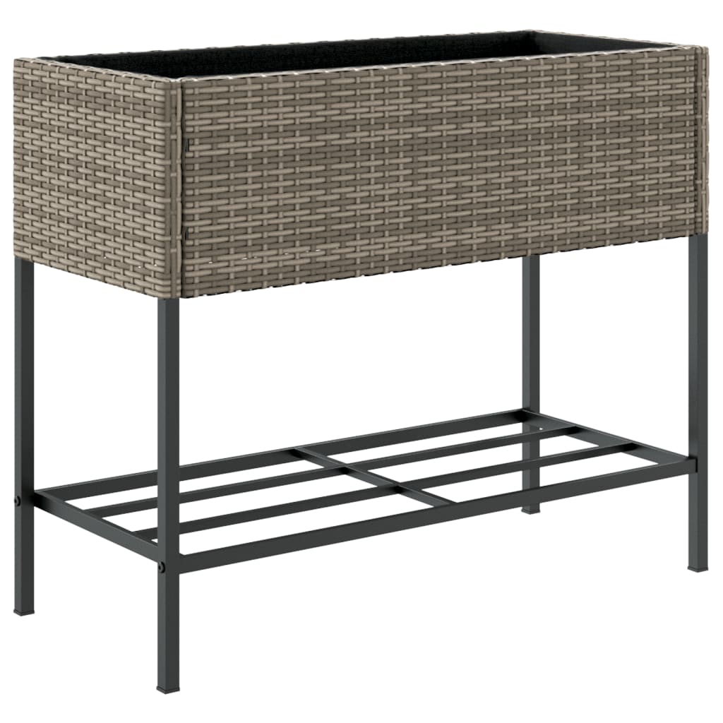 Hochbeete mit Ablage 2 Stk. Grau 90x40x75 cm Poly Rattan