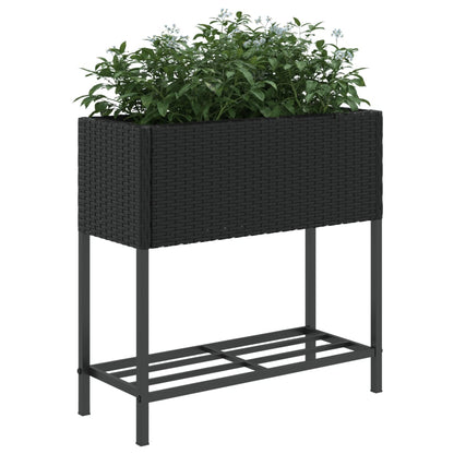 Hochbeete mit Ablage 2 Stk. Schwarz 70x28x70 cm Poly Rattan