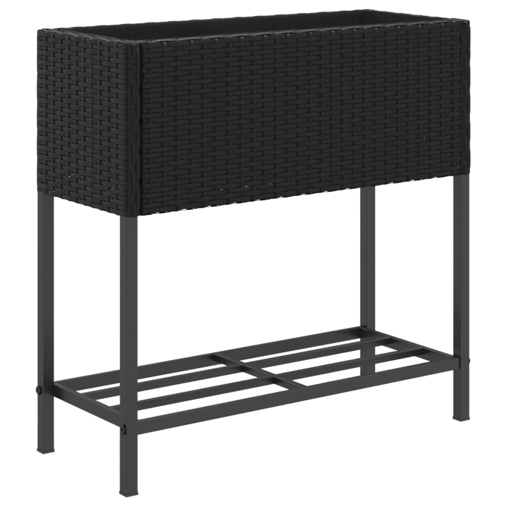 Hochbeete mit Ablage 2 Stk. Schwarz 70x28x70 cm Poly Rattan