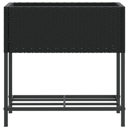 Hochbeete mit Ablage 2 Stk. Schwarz 70x28x70 cm Poly Rattan