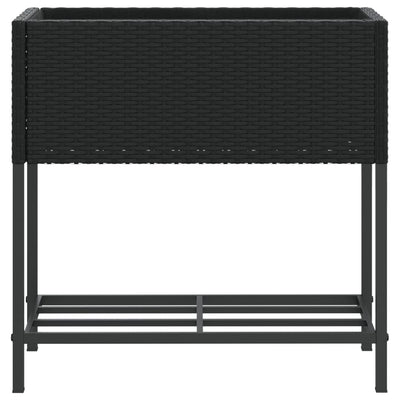 Hochbeete mit Ablage 2 Stk. Schwarz 70x28x70 cm Poly Rattan