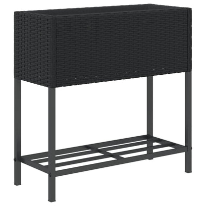 Hochbeete mit Ablage 2 Stk. Schwarz 70x28x70 cm Poly Rattan