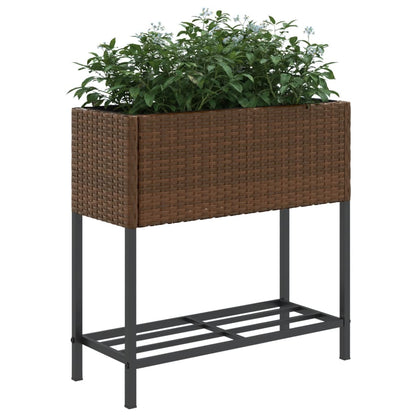 Hochbeete mit Ablage 2 Stk. Braun 70x28x70 cm Poly Rattan