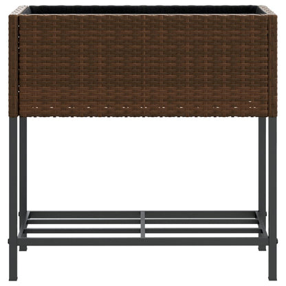 Hochbeete mit Ablage 2 Stk. Braun 70x28x70 cm Poly Rattan