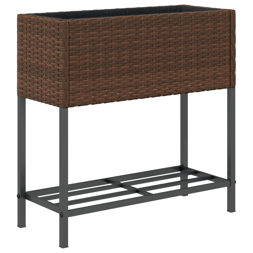 Hochbeete mit Ablage 2 Stk. Braun 70x28x70 cm Poly Rattan