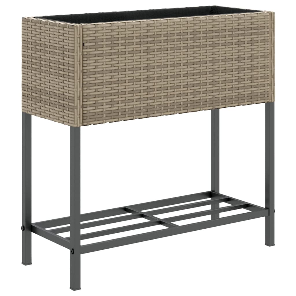 Hochbeete mit Ablage 2 Stk. Grau 70x28x70 cm Poly Rattan