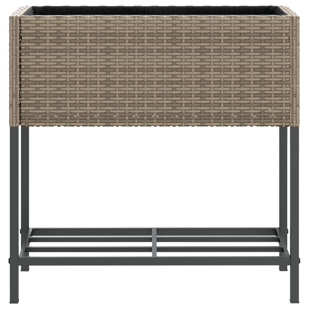 Hochbeete mit Ablage 2 Stk. Grau 70x28x70 cm Poly Rattan