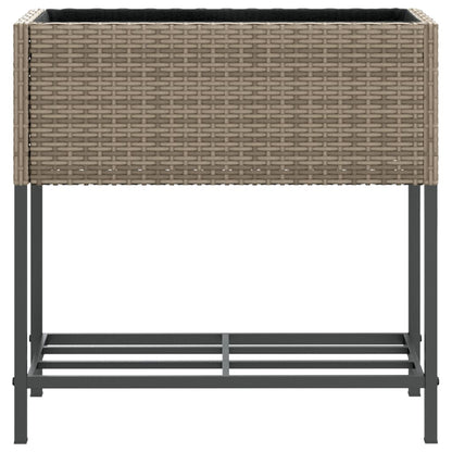 Hochbeete mit Ablage 2 Stk. Grau 70x28x70 cm Poly Rattan