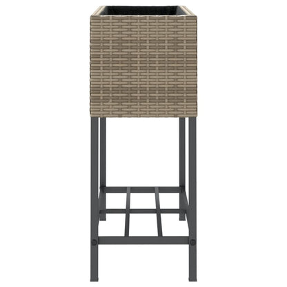 Hochbeete mit Ablage 2 Stk. Grau 70x28x70 cm Poly Rattan