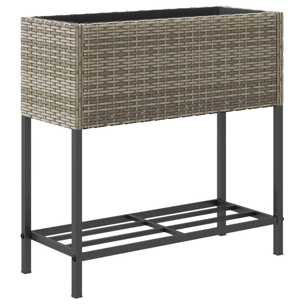 Hochbeete mit Ablage 2 Stk. Grau 70x28x70 cm Poly Rattan