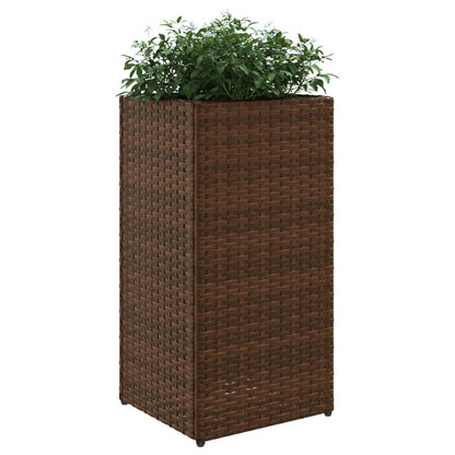 Pflanzkübel 2 Stk. Braun 30x30x60 cm Poly Rattan