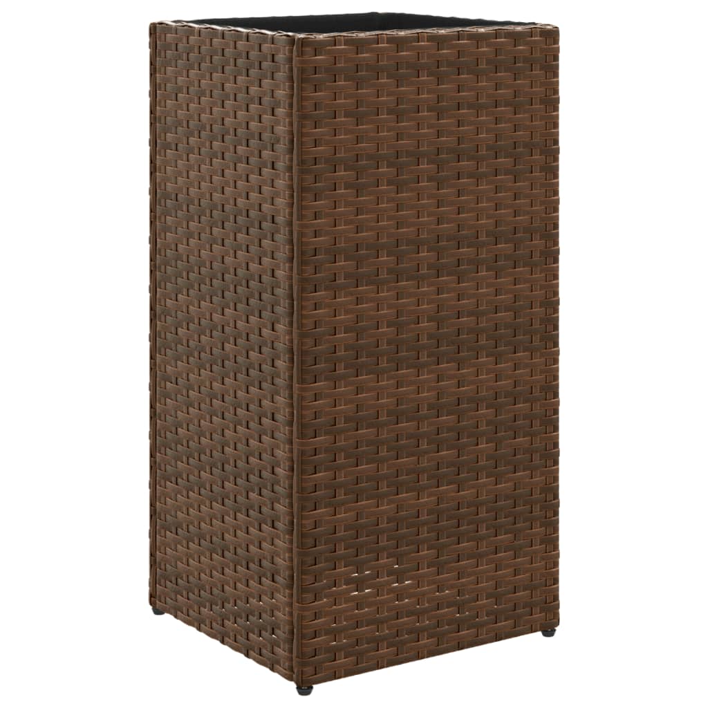 Pflanzkübel 2 Stk. Braun 30x30x60 cm Poly Rattan