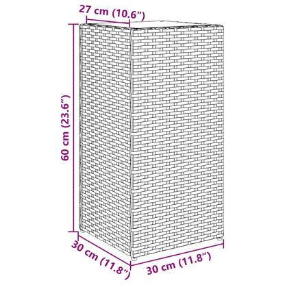 Pflanzkübel 2 Stk. Braun 30x30x60 cm Poly Rattan