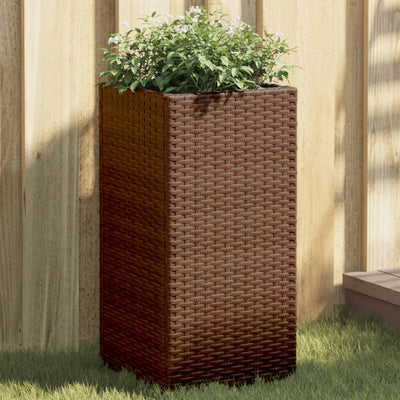 Pflanzkübel 2 Stk. Braun 30x30x60 cm Poly Rattan