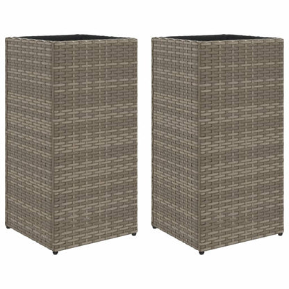 Pflanzkübel 2 Stk. Grau 30x30x60 cm Poly Rattan