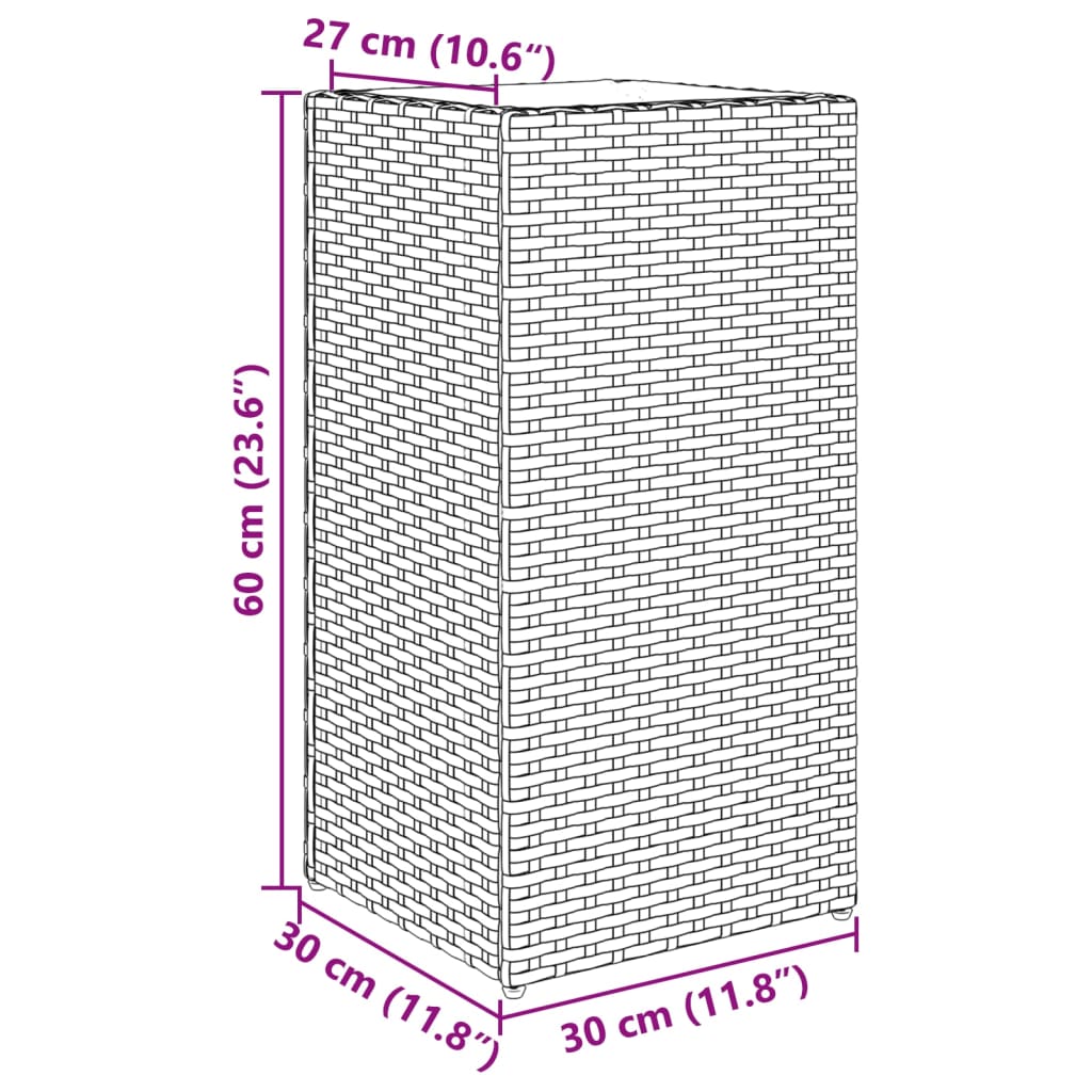 Pflanzkübel 2 Stk. Grau 30x30x60 cm Poly Rattan