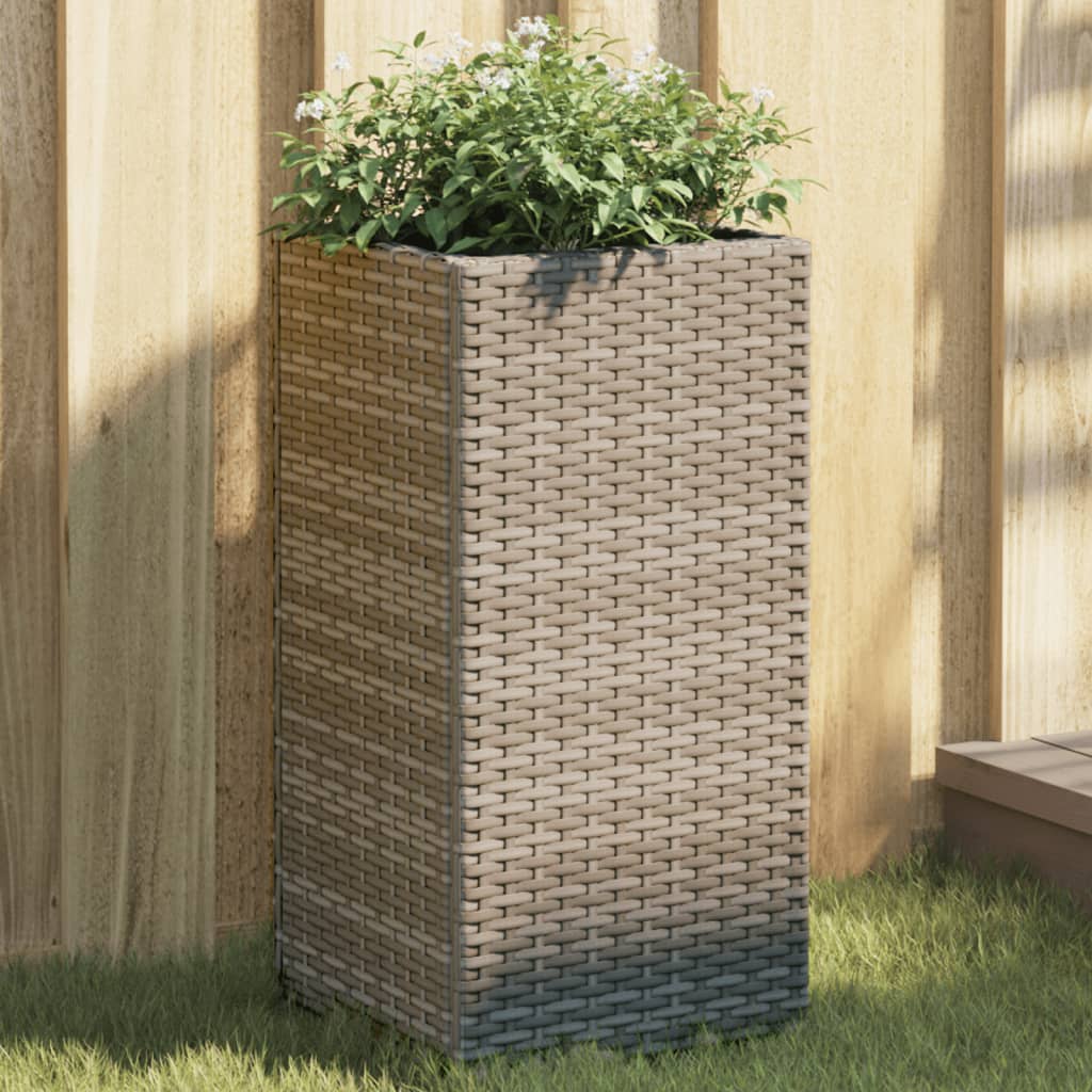 Pflanzkübel 2 Stk. Grau 30x30x60 cm Poly Rattan