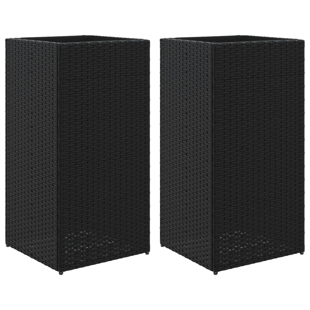 Pflanzkübel 2 Stk. Schwarz 40x40x80 cm Poly Rattan