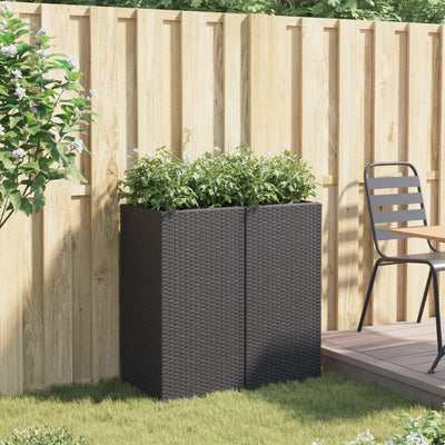 Pflanzkübel 2 Stk. Schwarz 40x40x80 cm Poly Rattan