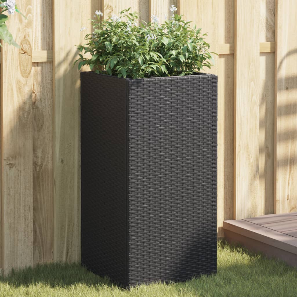 Pflanzkübel 2 Stk. Schwarz 40x40x80 cm Poly Rattan