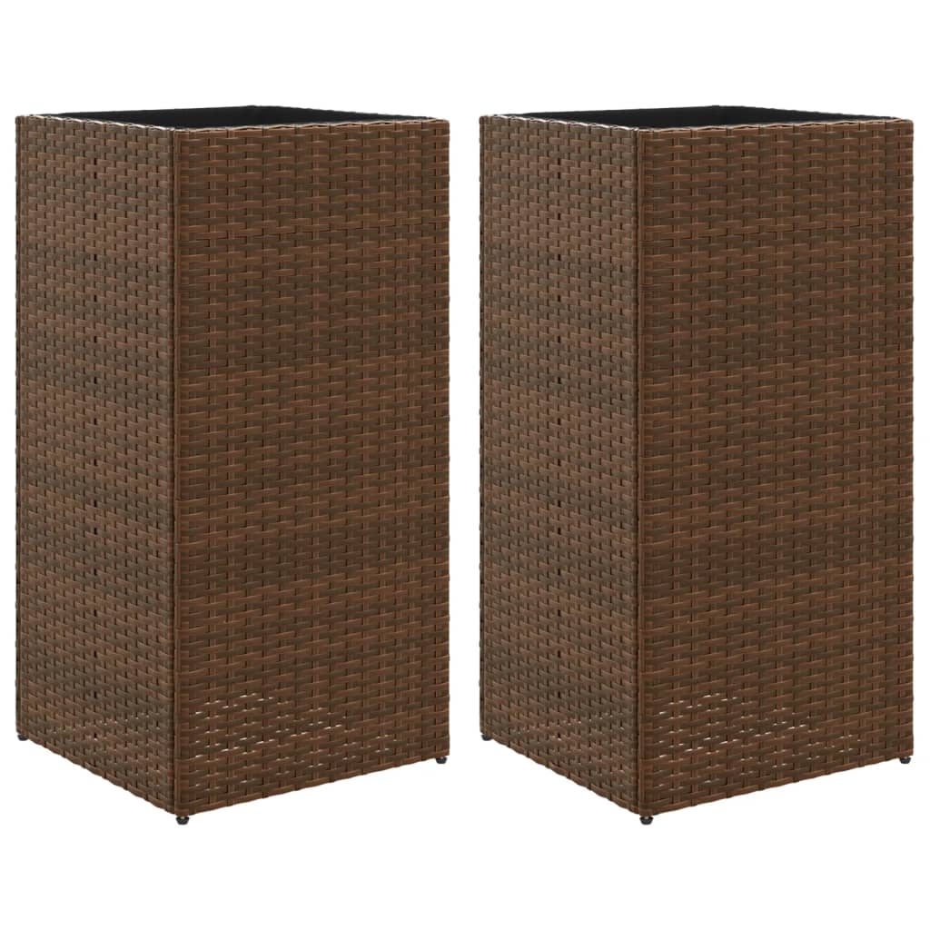 Pflanzkübel 2 Stk. Braun 40x40x80 cm Poly Rattan