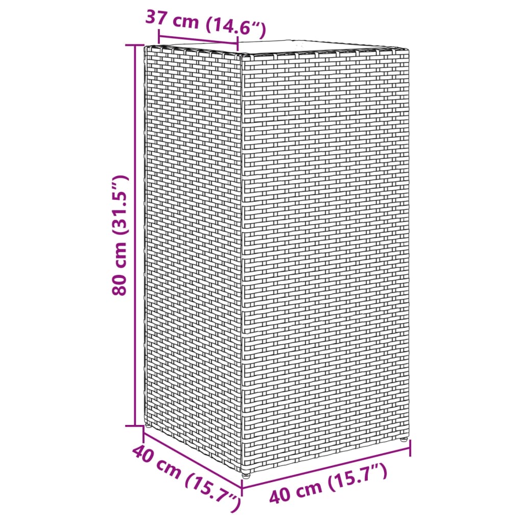 Pflanzkübel 2 Stk. Braun 40x40x80 cm Poly Rattan