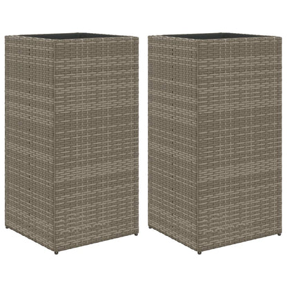 Pflanzkübel 2 Stk. Grau 40x40x80 cm Poly Rattan