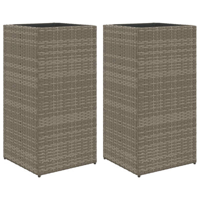 Pflanzkübel 2 Stk. Grau 40x40x80 cm Poly Rattan