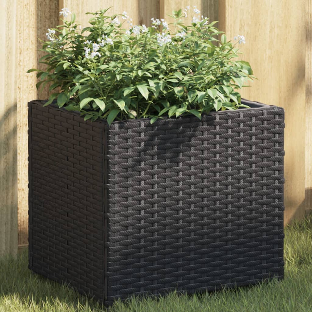 Pflanzkübel 2 Stk. Schwarz 36x30x32 cm Poly Rattan